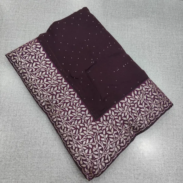 Chiffon Stone work Saree with Big Border | SR185